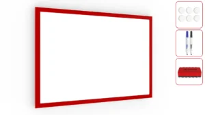 Lavagna Magnetica Cancellabile a Secco Bianca con Cornice Rosso in Legno 60x40 cm
