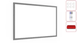 Lavagna Magnetica Cancellabile a Secco Bianca con Cornice Argento in Legno 60x40 cm