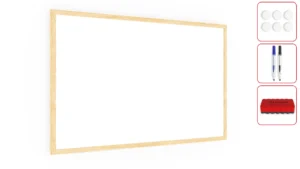 Lavagna magnetica cancellabile a secco bianca con cornice in legno 80x50 cm