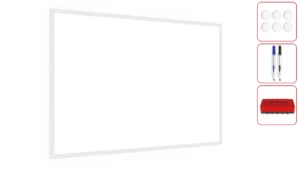 Lavagna Magnetica Cancellabile a Secco Bianca con Cornice Bianco in Legno 90x60cm