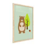 Quadro colori pastello ORSO 60x40 cm con cornice in legno naturale