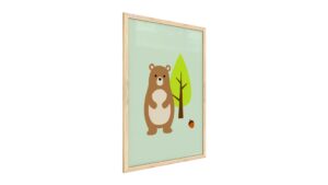 Quadro colori pastello ORSO 60x40 cm con cornice in legno naturale
