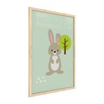 Quadro colori pastello LEPRE 60x40 cm con cornice in legno naturale