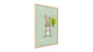 Quadro colori pastello LEPRE 60x40 cm con cornice in legno naturale