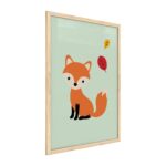 Quadro colori pastello VOLPE 60x40 cm con cornice in legno naturale