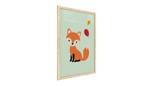 Quadro colori pastello VOLPE 60x40 cm con cornice in legno naturale