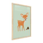 Quadro colori pastello CAPRIOLO 60x40 cm con cornice in legno naturale