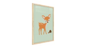 Quadro colori pastello CAPRIOLO 60x40 cm con cornice in legno naturale