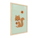 Quadro colori pastello SCOIATTOLO 60x40 cm con cornice in legno naturale