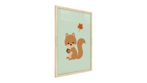 Quadro colori pastello SCOIATTOLO 60x40 cm con cornice in legno naturale