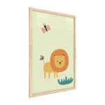 Quadro colori pastello LEONE 60x40 cm con cornice in legno naturale
