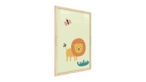 Quadro colori pastello LEONE 60x40 cm con cornice in legno naturale