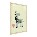Quadro colori pastello ZEBRA 60x40 cm con cornice in legno naturale