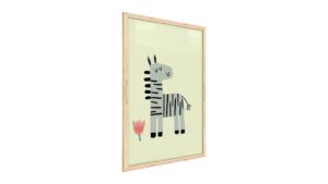 Quadro colori pastello ZEBRA 60x40 cm con cornice in legno naturale