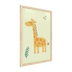 Quadro colori pastello GIRAFFA 60x40 cm con cornice in legno naturale
