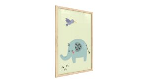 Quadro colori pastello ELEFANTE 60x40 cm con cornice in legno naturale