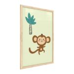 Quadro colori pastello SCIMMIA 60x40 cm con cornice in legno naturale