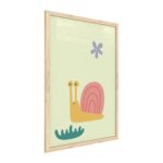 Quadro colori pastello LUMACA 60x40 cm con cornice in legno naturale