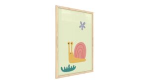 Quadro colori pastello LUMACA 60x40 cm con cornice in legno naturale