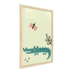 Quadro colori pastello COCCODRILLO 60x40 cm con cornice in legno naturale