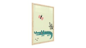 Quadro colori pastello COCCODRILLO 60x40 cm con cornice in legno naturale