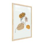 Quadro colori pastello ritratto di una donna in fiori beige 60x40 cm con cornice in legno naturale N. 2