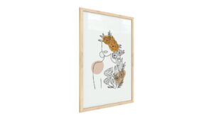 Quadro colori pastello ritratto di una donna in fiori beige 60x40 cm con cornice in legno naturale N. 3