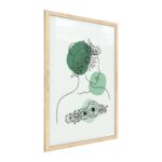 Quadro colori pastello ritratto di una donna in fiori verde 60x40 cm con cornice in legno naturale N. 1