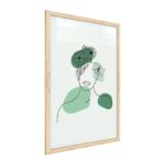 Quadro colori pastello ritratto di una donna in fiori verde 60x40 cm con cornice in legno naturale N. 2