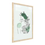 Quadro colori pastello ritratto di una donna in fiori verde 60x40 cm con cornice in legno naturale N. 3