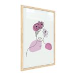 Quadro colori pastello ritratto di una donna in fiori rosa 60x40 cm con cornice in legno naturale N. 2
