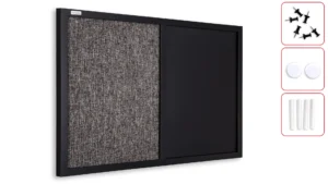 Lavagna COMBI per gesso magnetica e in feltro 60x40cm con cornice in legno laccato nero