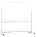 Lavagna magnetica cancellabile a secco mobile a due lati e supporto orientabile su rotelle 200x100 cm