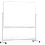 Lavagna magnetica cancellabile a secco mobile a due lati e supporto orientabile su rotelle 180x120 cm