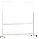 Lavagna magnetica cancellabile a secco mobile a due lati e supporto orientabile su rotelle 200x120 cm