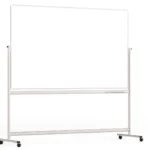 Lavagna magnetica cancellabile a secco mobile a due lati e supporto orientabile su rotelle 200x120 cm
