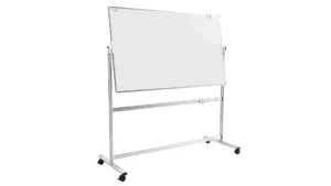 Lavagna magnetica cancellabile a secco mobile a due lati e supporto orientabile su rotelle 220x100 cm