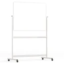 Lavagna magnetica cancellabile a secco mobile a due lati e supporto orientabile su rotelle 120x90 cm