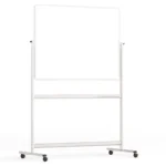 Lavagna magnetica cancellabile a secco mobile a due lati e supporto orientabile su rotelle 120x90 cm