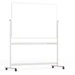Lavagna magnetica cancellabile a secco mobile a due lati e supporto orientabile su rotelle 150x100 cm