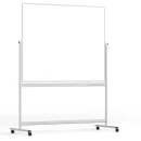 Lavagna magnetica cancellabile a secco mobile a due lati e supporto orientabile su rotelle 150x120 cm