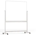 Lavagna magnetica cancellabile a secco mobile a due lati e supporto orientabile su rotelle 150x120 cm