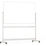 Lavagna magnetica cancellabile a secco mobile a due lati e supporto orientabile su rotelle 170x100 cm
