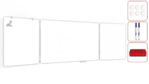 Lavagna magnetica SMALTATA cancellabile a secco bianca "trittico" 100x170 // 340 cm