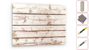 Quadro in vetro LEGNO BIANCO 60x40 cm + set di accessori GRATIS