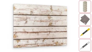 Quadro in vetro LEGNO BIANCO 90x60 cm + set di accessori GRATIS