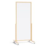 Lavagna bianca magnetica verticale con ruote VERT 167x73 cm con cornice in legno naturale