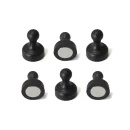 Set di 6 calamite al neodimio forma PEDINA nera 19x25 mm