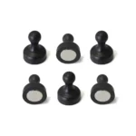 Set di 6 calamite al neodimio forma PEDINA nera 19x25 mm