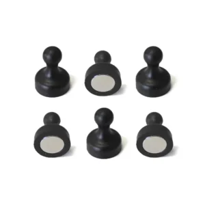 Set di 6 calamite al neodimio forma PEDINA nera 19x25 mm